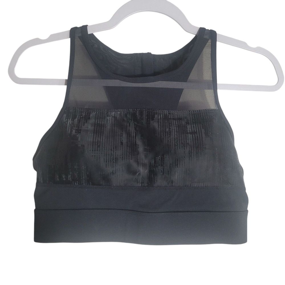 Zyia Sports Bra Women's Size Large Black Metallic Zip Racerback High Impact